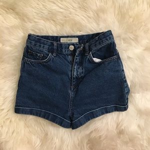 Topshop high-waist denim mom shorts